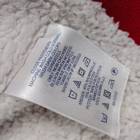 Lands' End Red Buffalo Check Fleece Lined Hooded Long Sleeve Zip Up Winter Coat - Picture 7 of 12